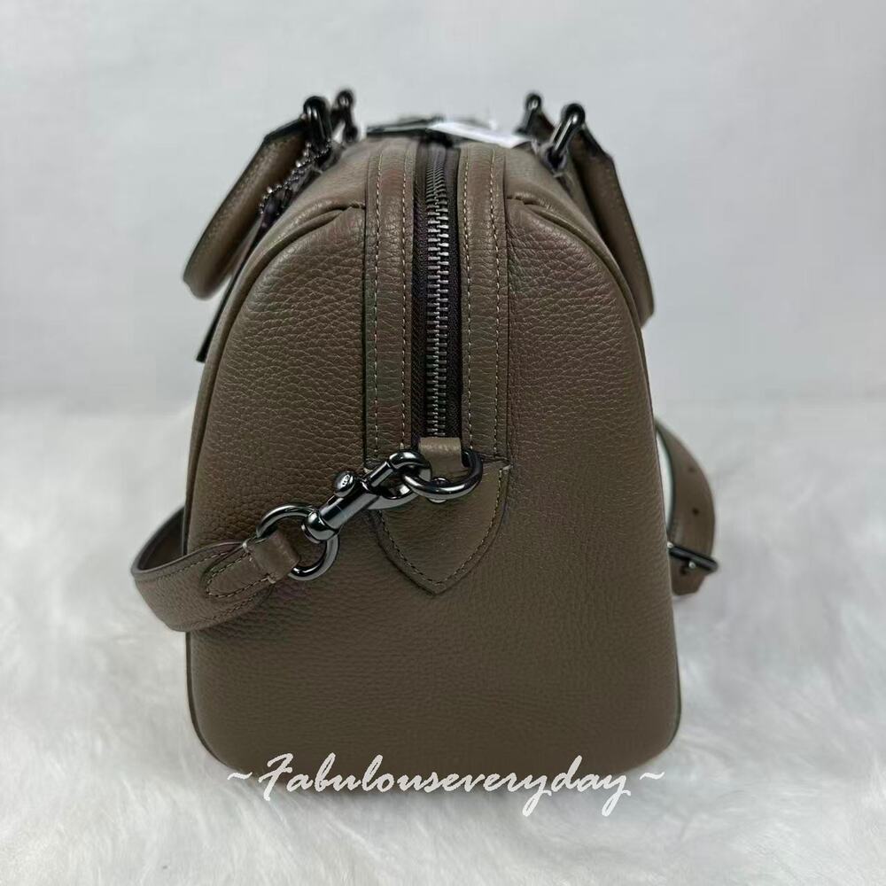 Coach Rowan Large Satchel Bag Crossbody In Leather/QB/Dark Stone CV960 NWT - Picture 2 of 8